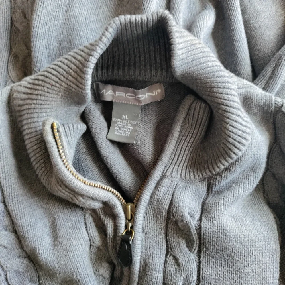 Marconi Gray Men‎ XL 1/4 Zip Cable Knit Sweater Pullover Fishing Outdoor Hunting